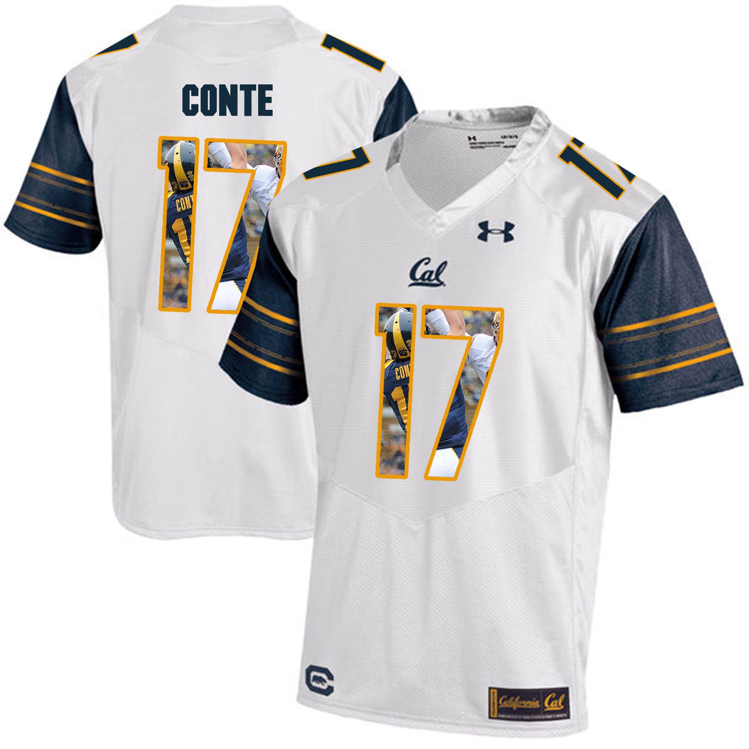 Men California Golden Bears 17 Chris Conte White Customized NCAA Jerseys